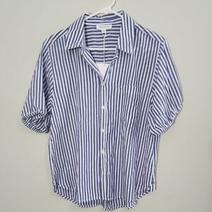 beachlunchlounge Blue and White Striped Button Down Shirt